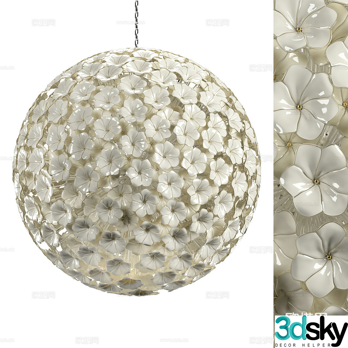 Modern light luxury glass chandelier 3d model