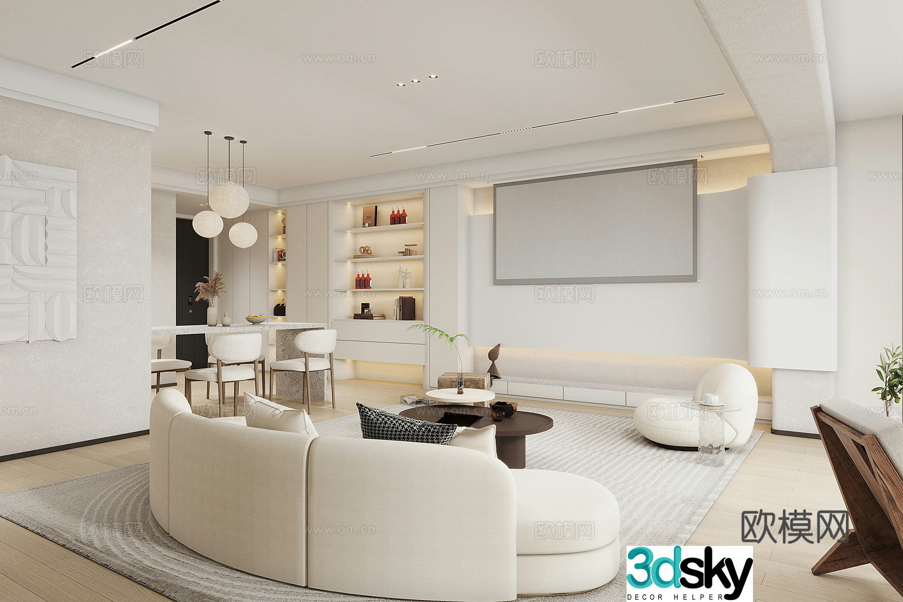 Creamy Style Restaurant 3D Model