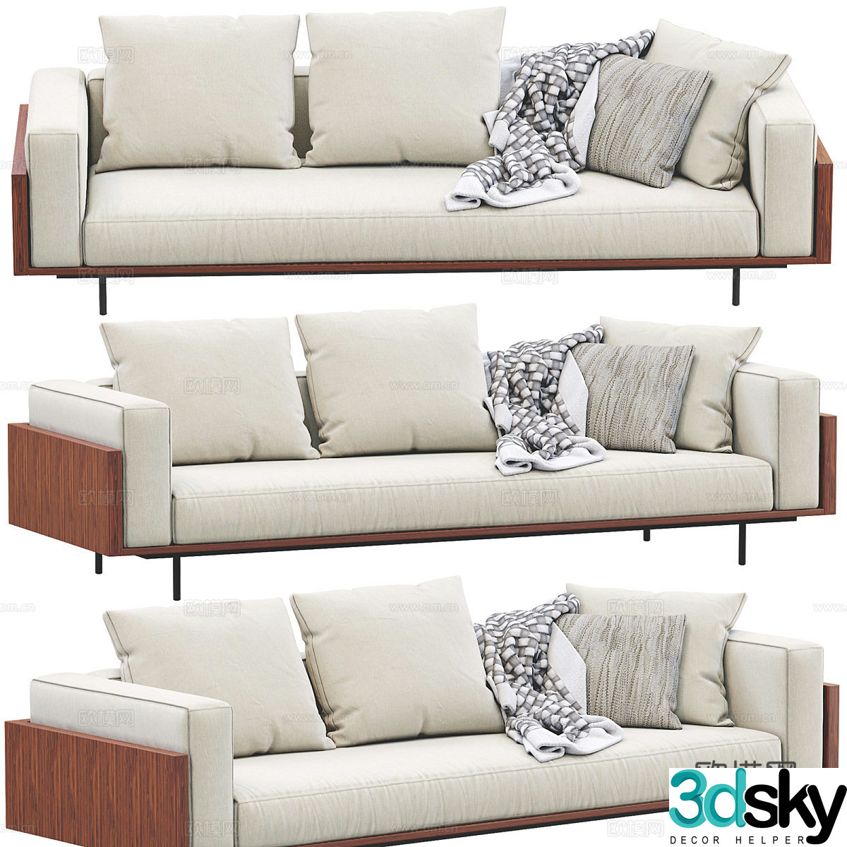 Italian light luxury three-person sofa Brasilia3d model