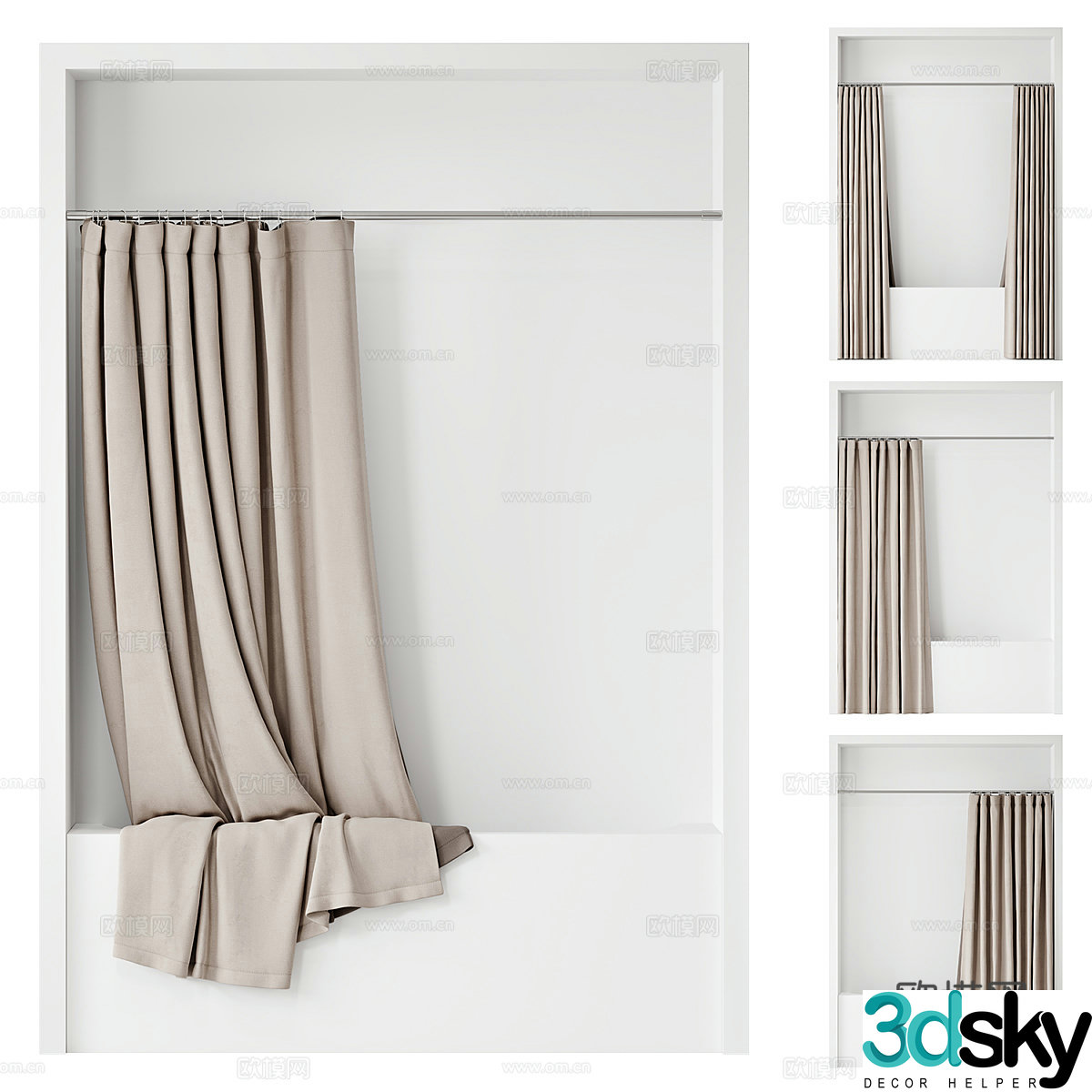 Bathtub shower curtain 3d model
