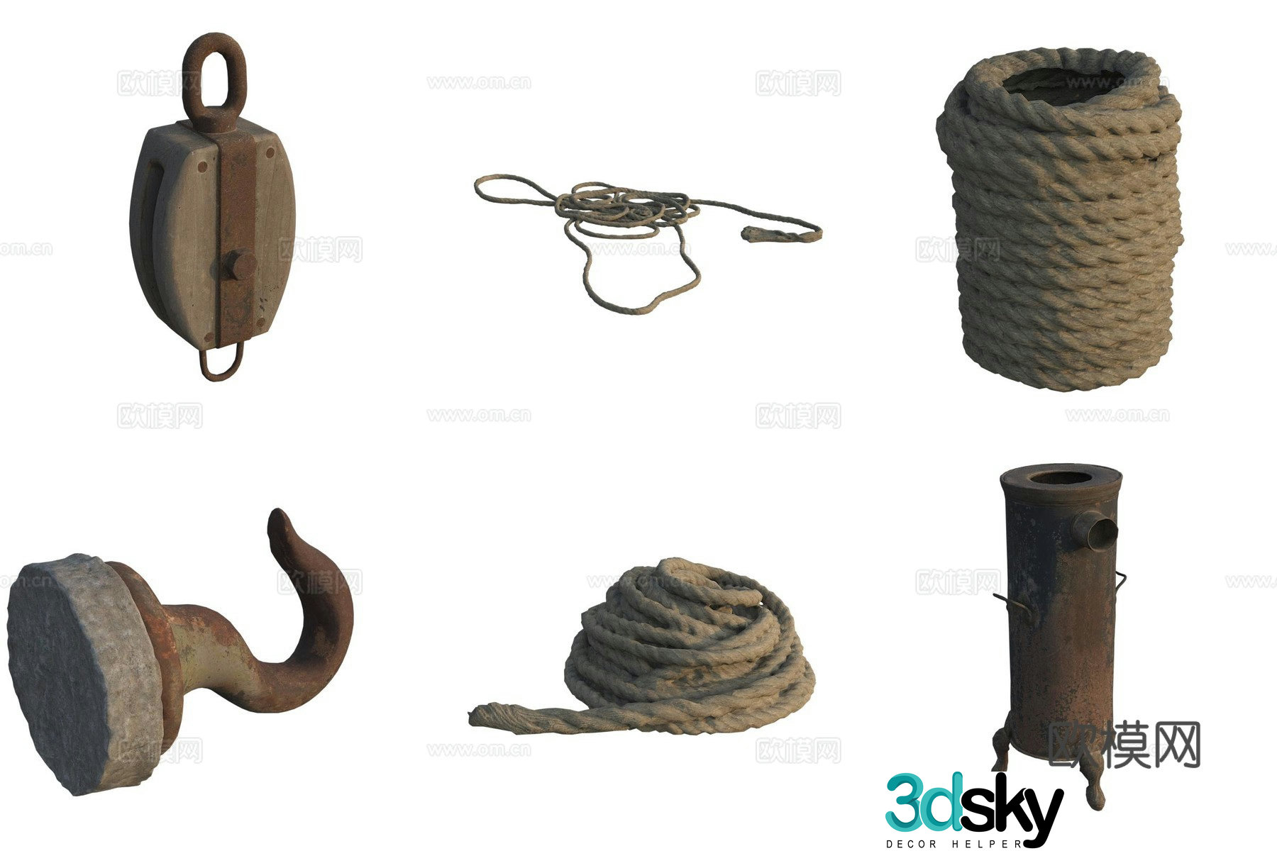 Tool accessories rope iron hook pulley stove stove 3d model