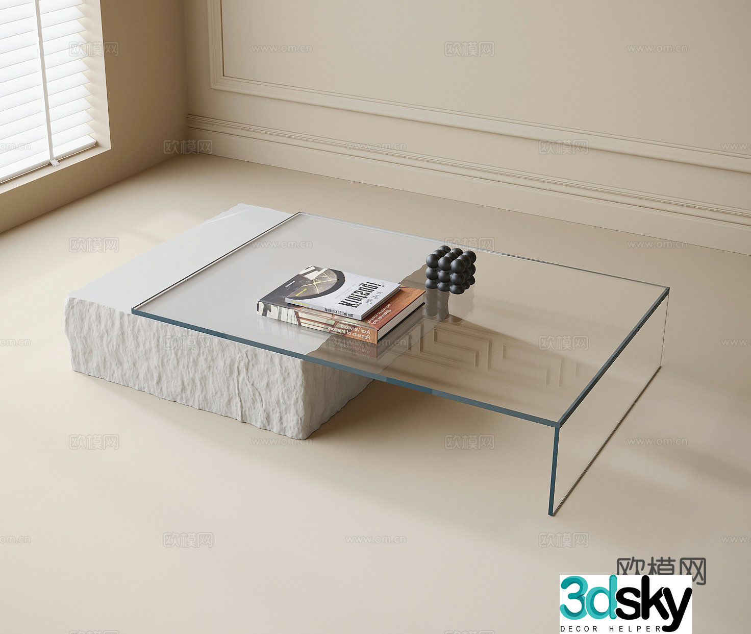 Modern glass coffee table 3d model