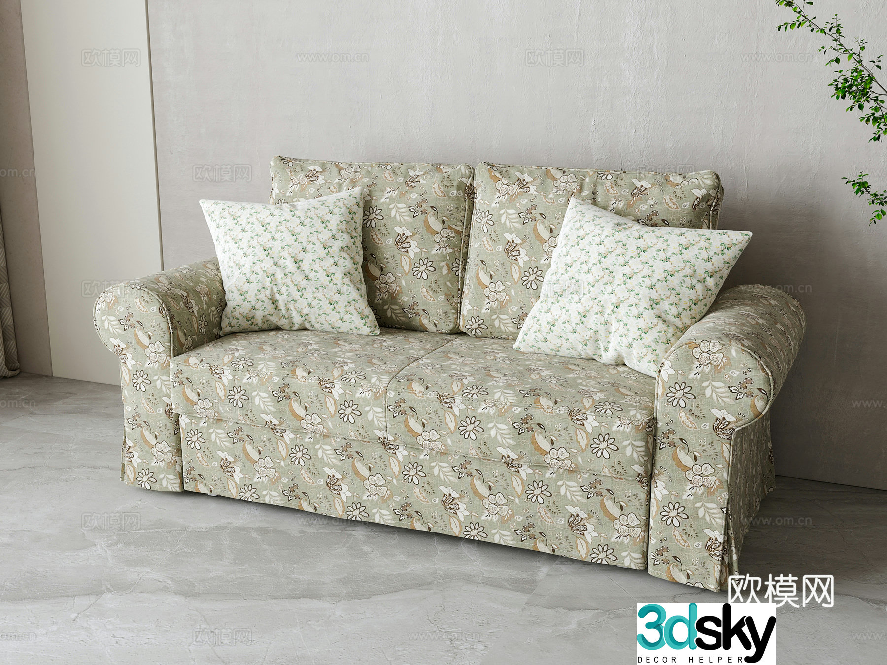 American double sofa 3d model