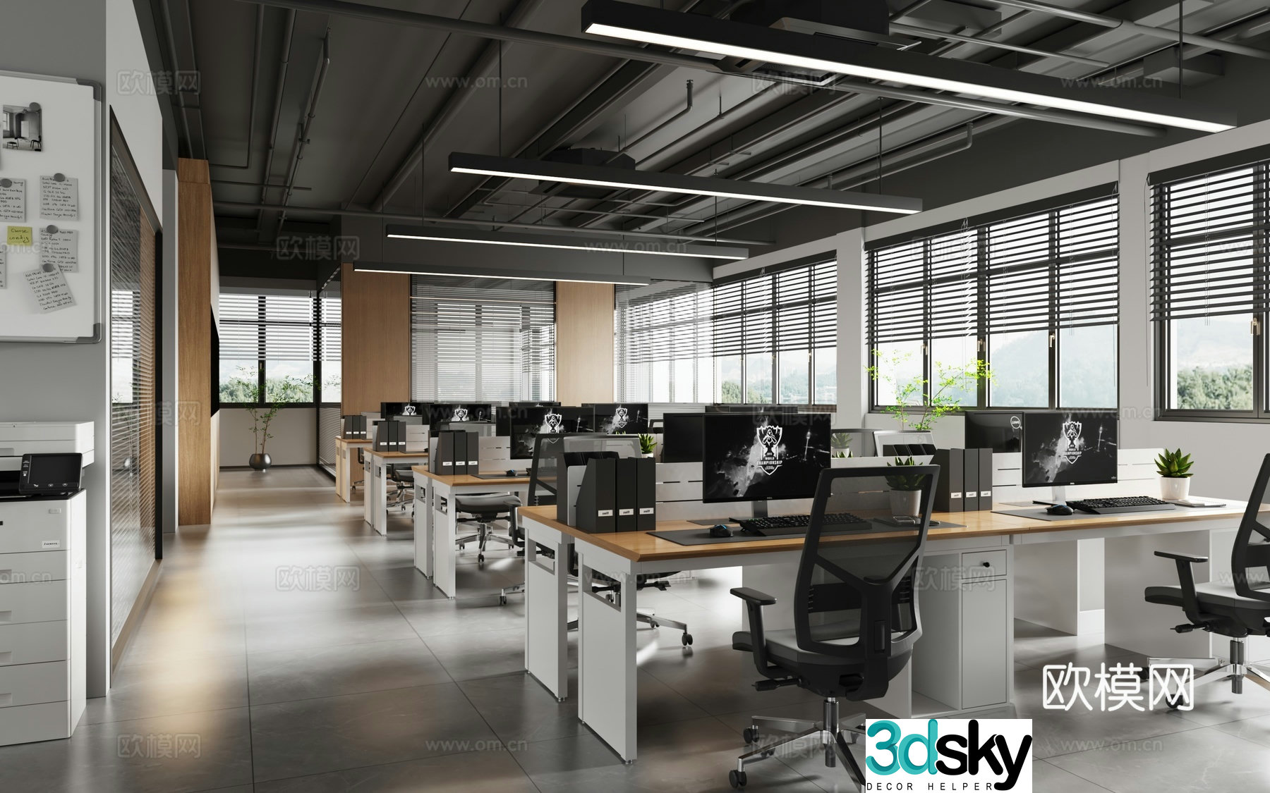 Modern open office area 3D model