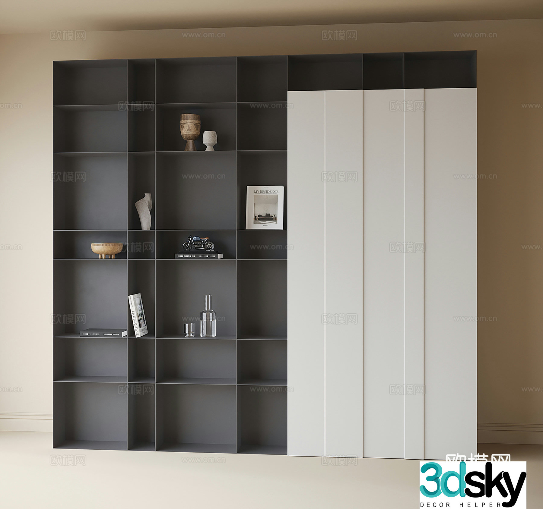 Modern bookcase 3d model