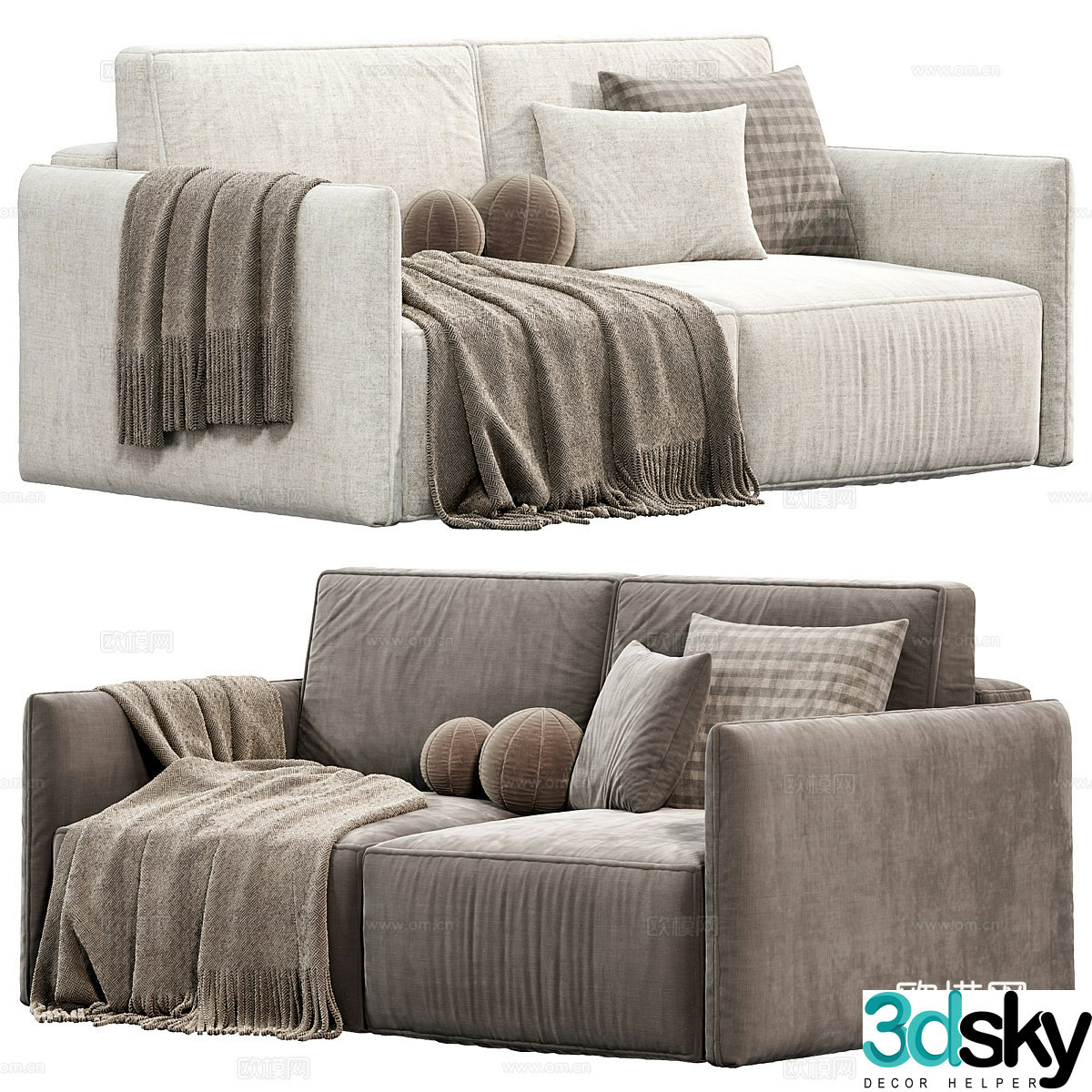 Modern Italian Olien Two-person Casual Sofa 3D Model