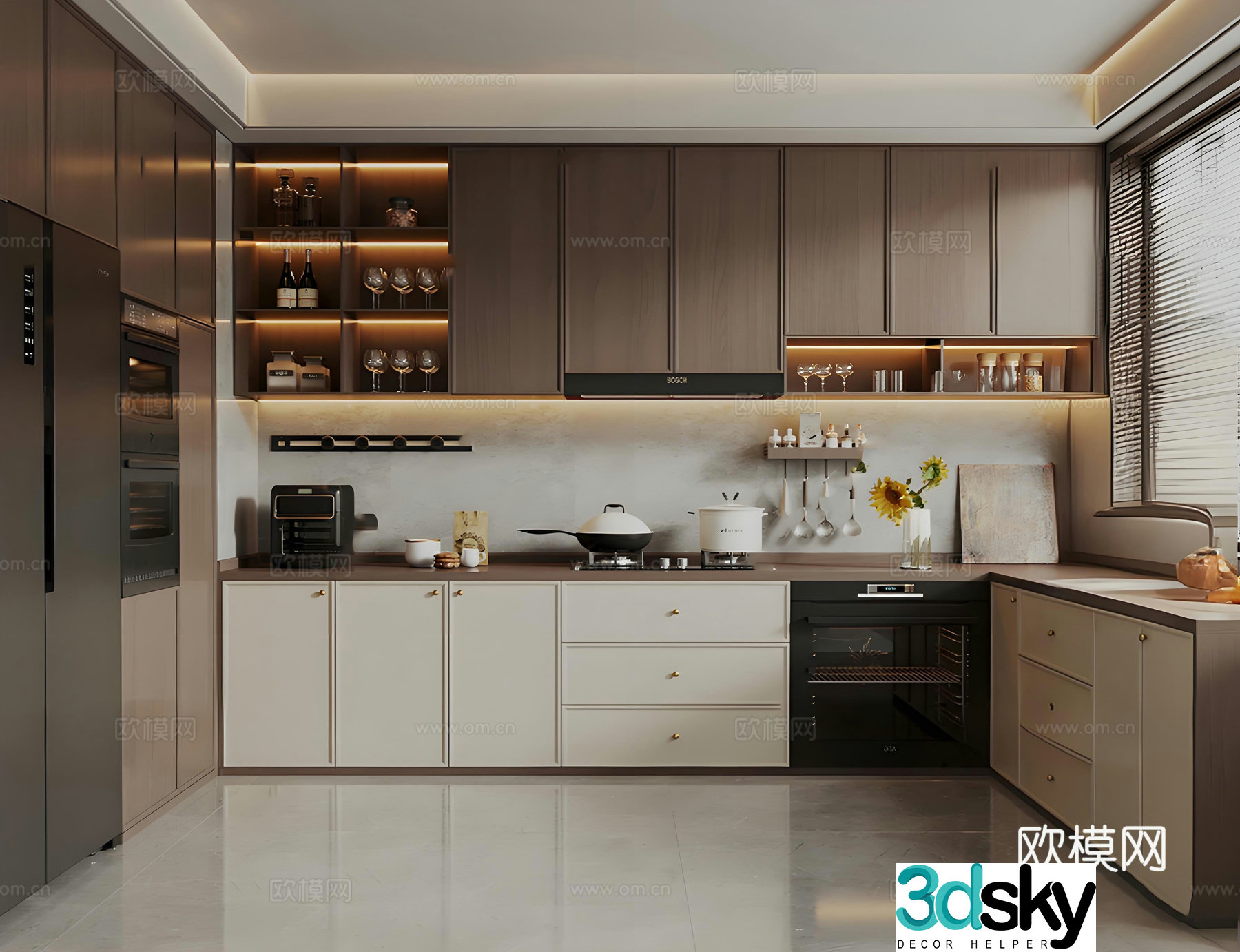 Middle style kitchen 3d model