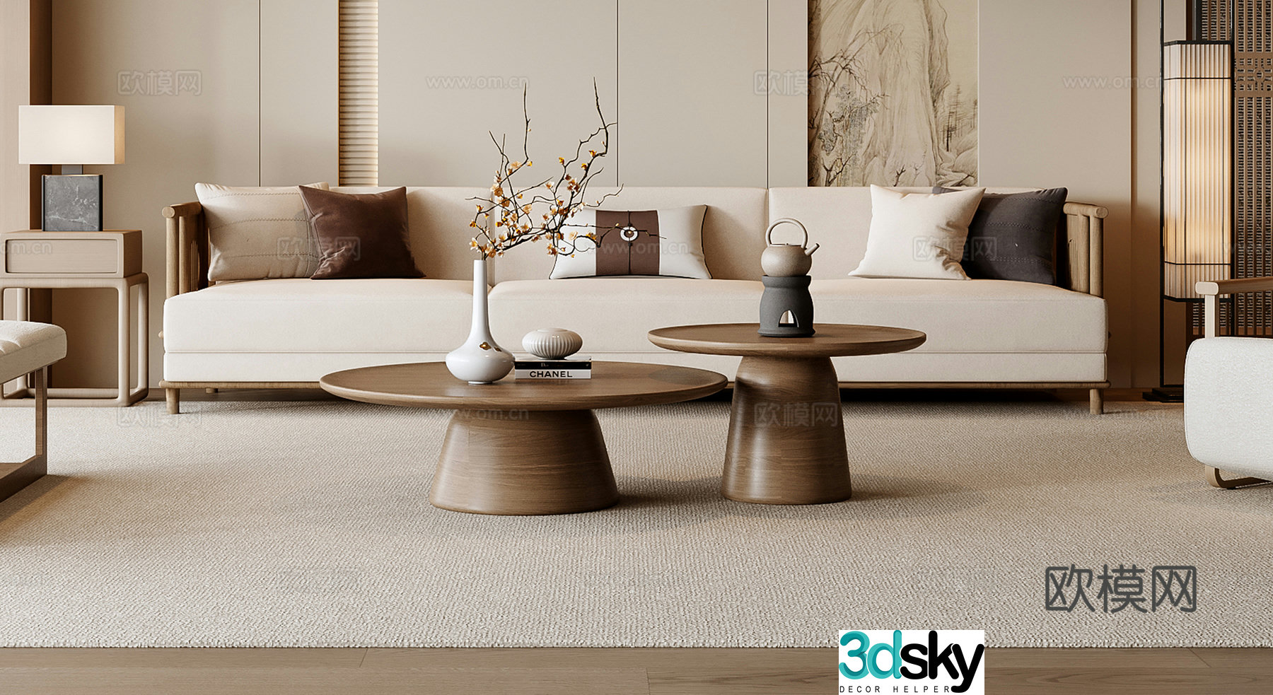 New Chinese sofa coffee table combination 3D model