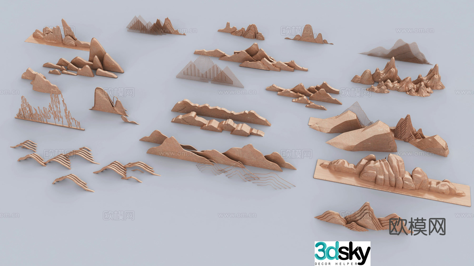 National tide landscape rockery lines patterns mountain tops rockery mountain peaks line mountains mountain 3d model