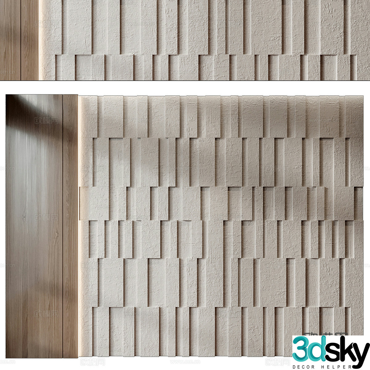 New Chinese style light luxury background wall 3D model