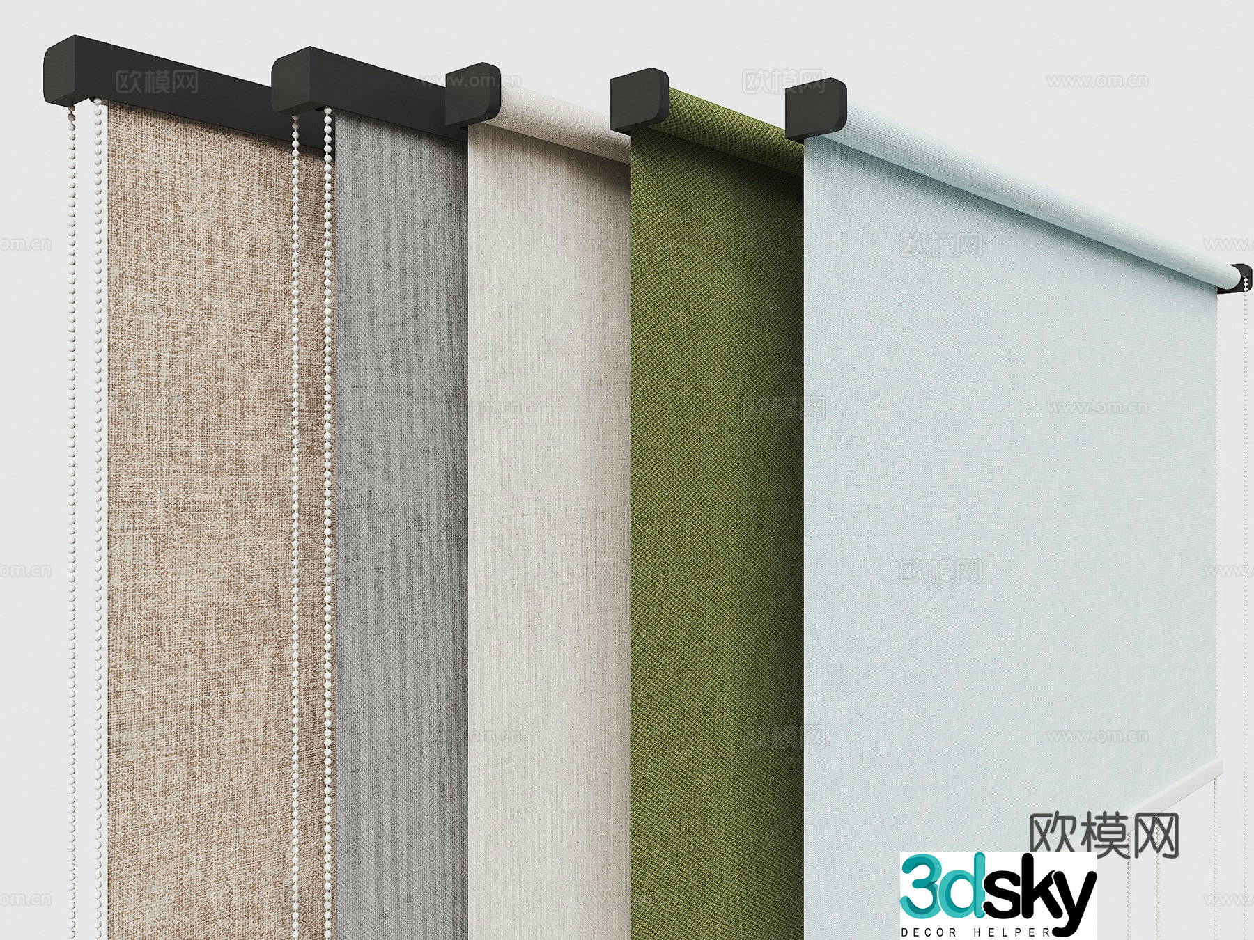 Modern office roller blinds Floor to ceiling window roller blinds Roller blinds Curtains 3D model