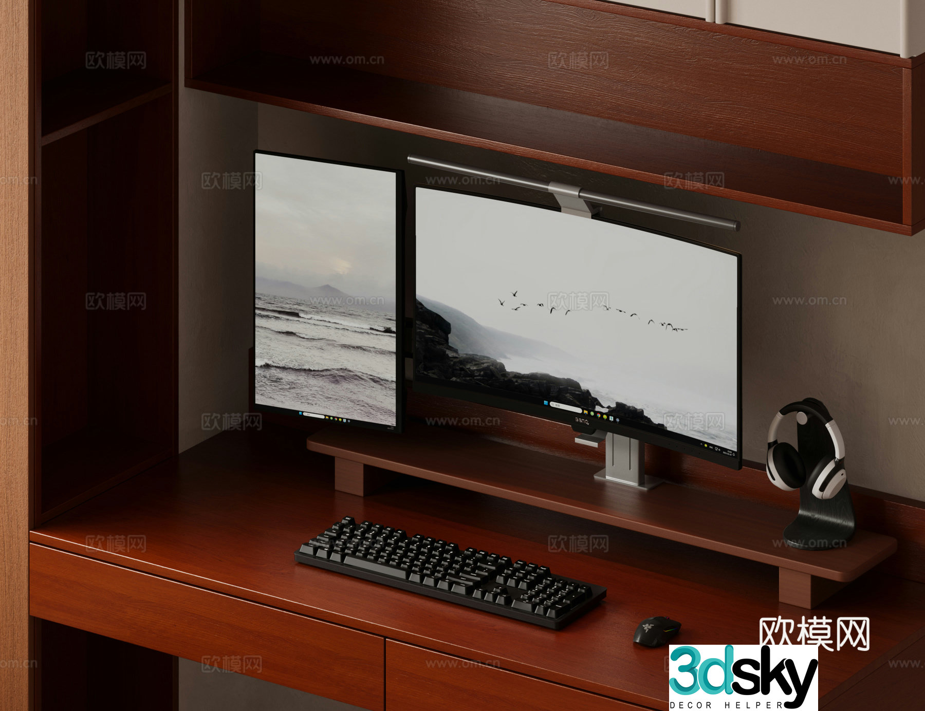 Retro computer desk 3d model