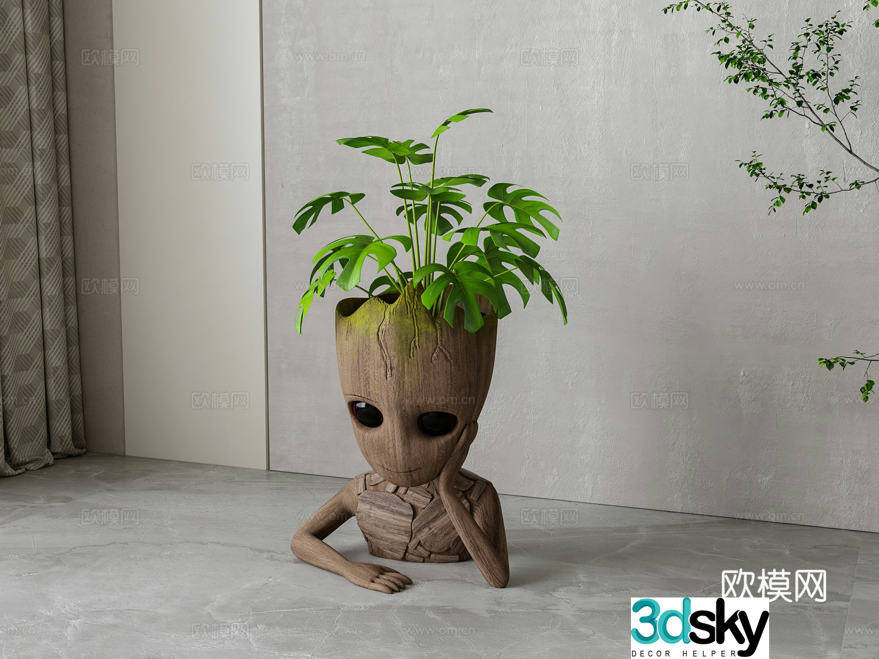 Nordic green plant potted 3D model