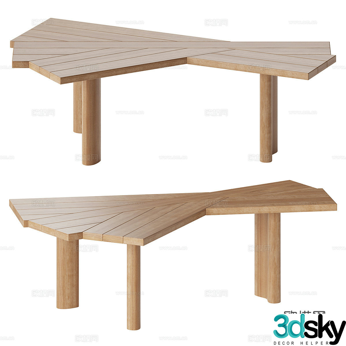Charlotte Perriand Wooden Table 3D Model