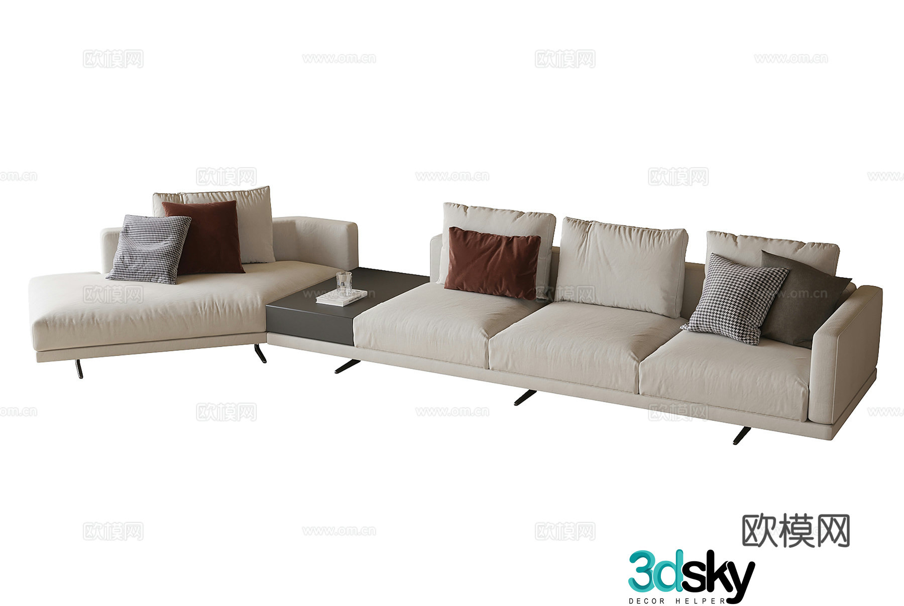 Modern multi-person sofa living room sofa 3d model