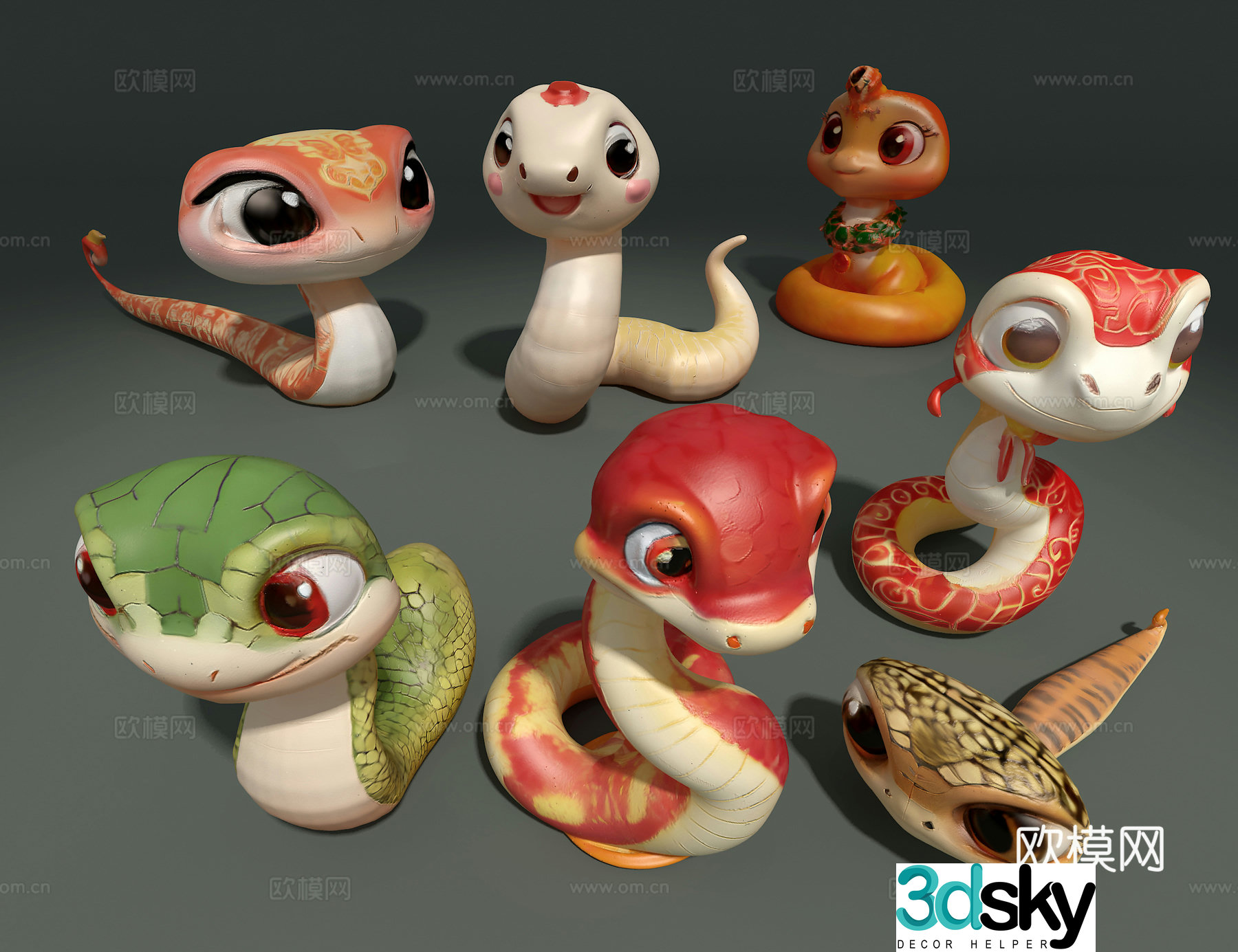 Cartoon snake 3d model