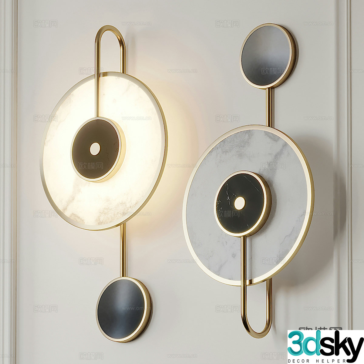 New Chinese disc metal wall lamp 3D model