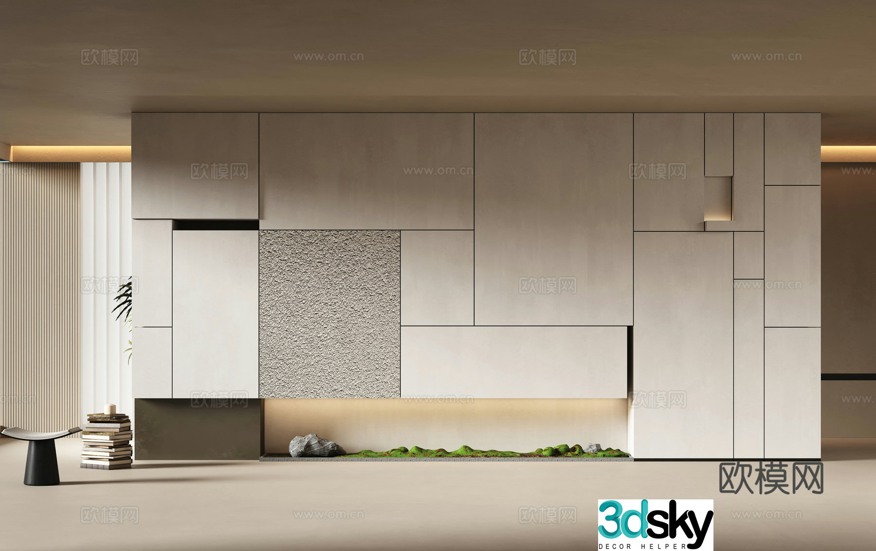 Modern porch background wall modeling wall Scapa 3d model