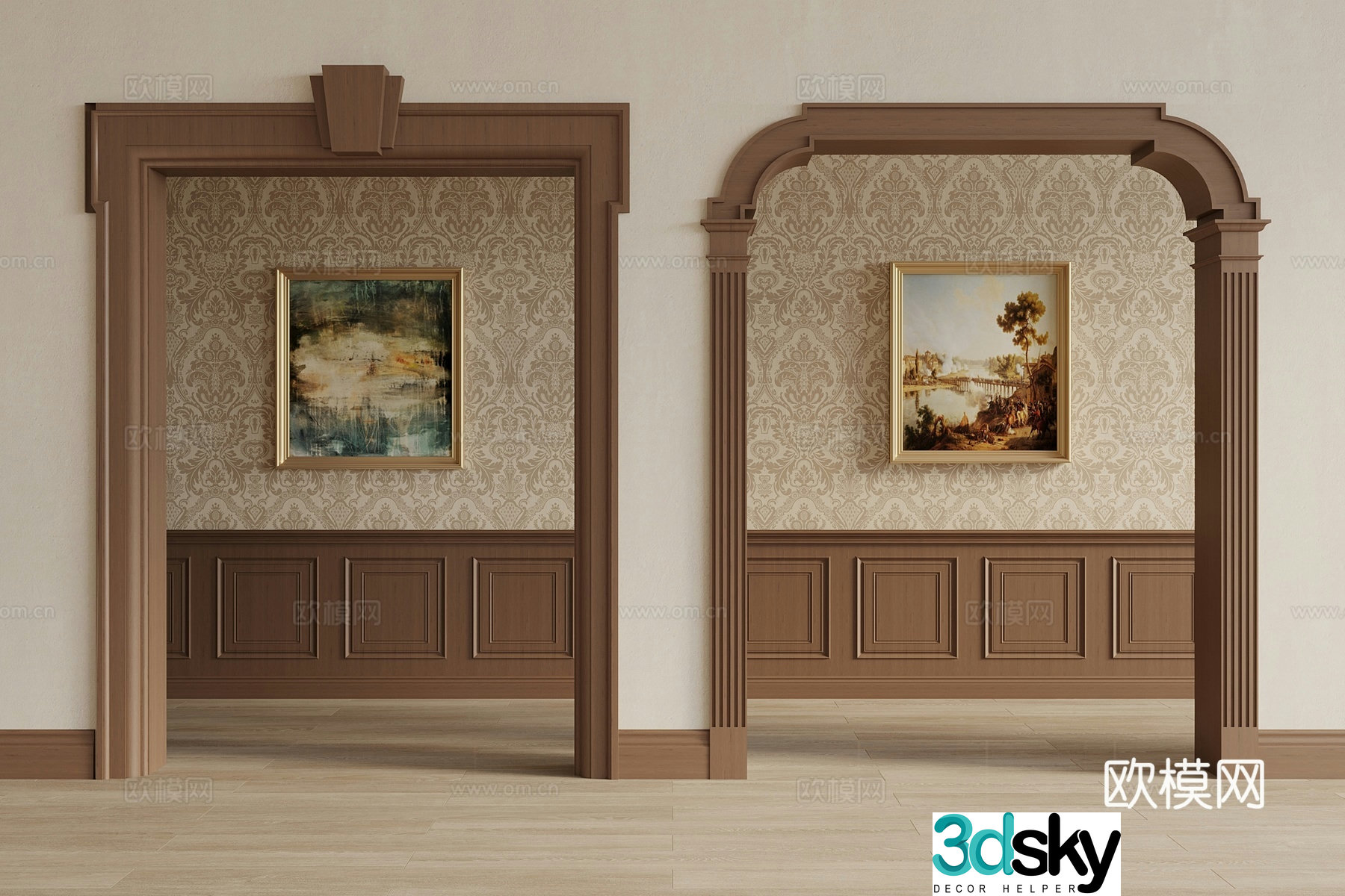 American European Chinese New Chinese Door Cover Pass 3D Model