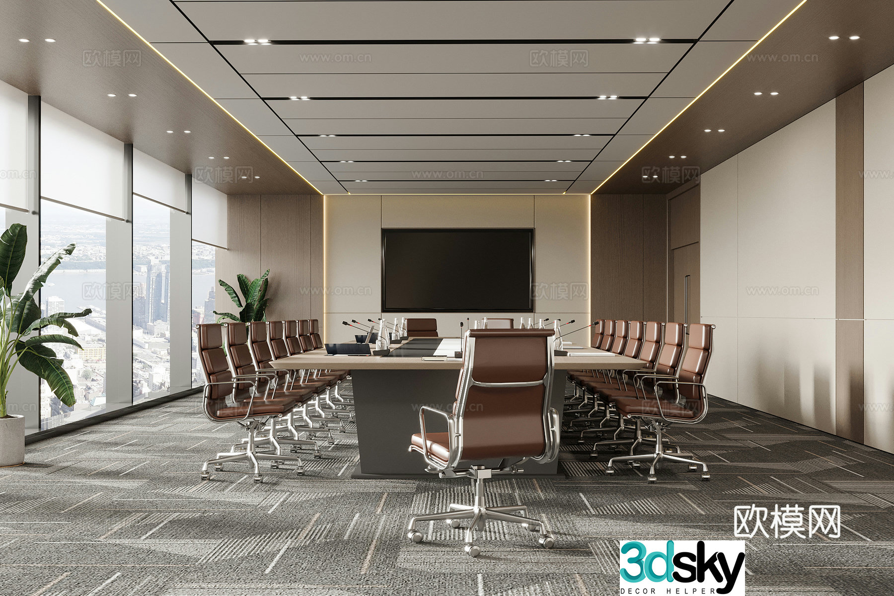 Modern conference room conference table and chair office chair 3d model