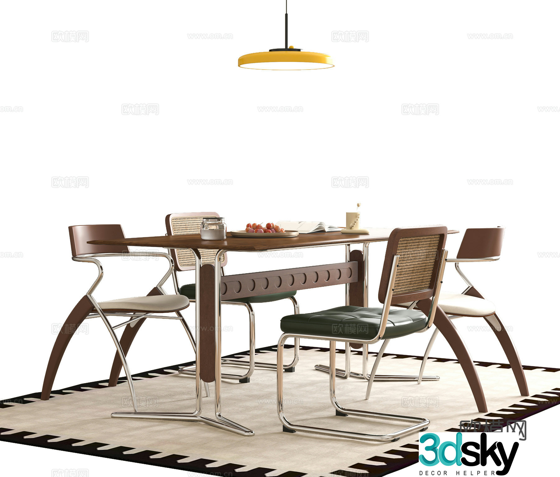 Modern dining table and chair 3d model