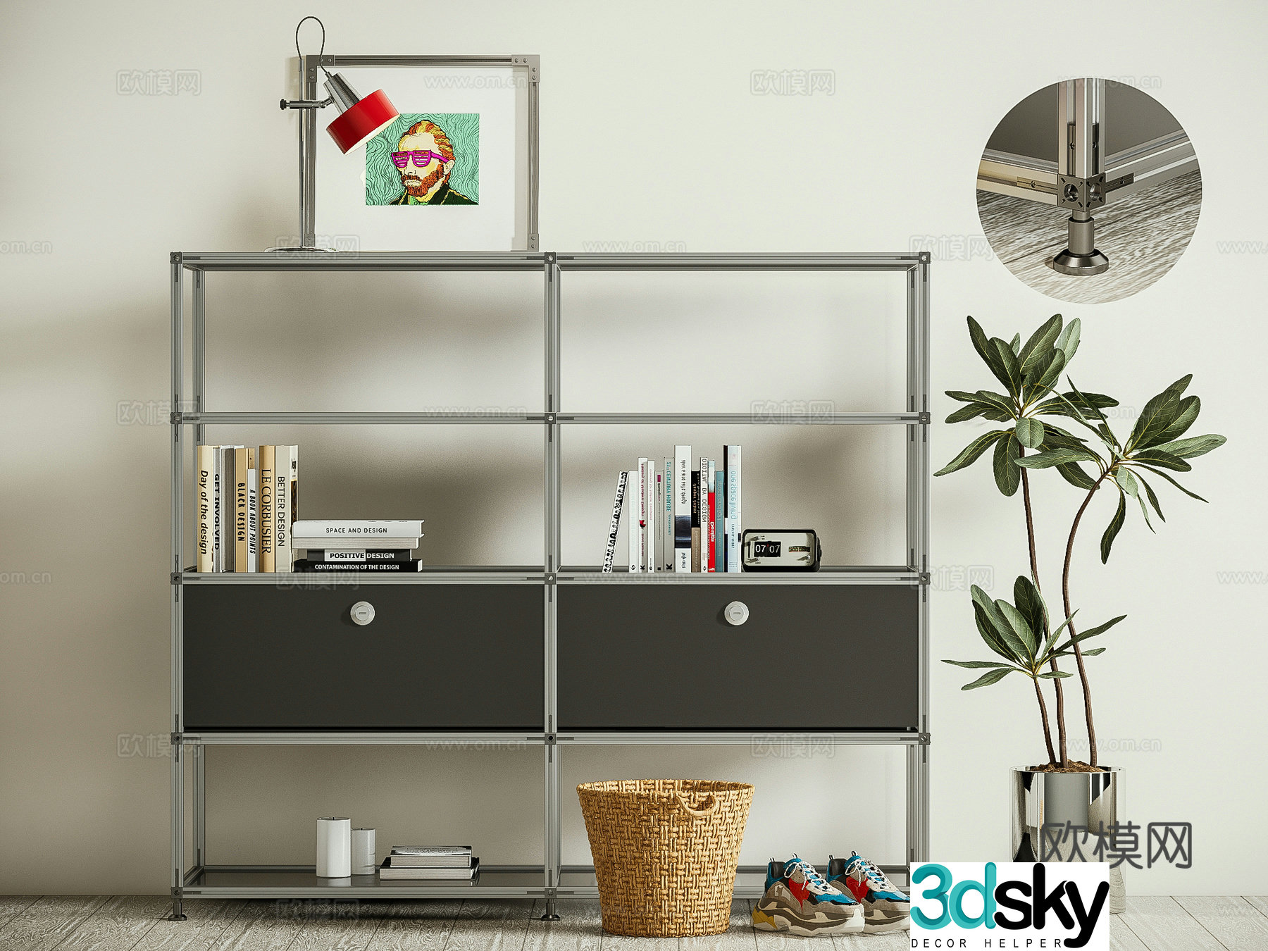 Modern aluminum profile shelf Bauhaus bookshelf Metal shelf Bogu shelf 3D model
