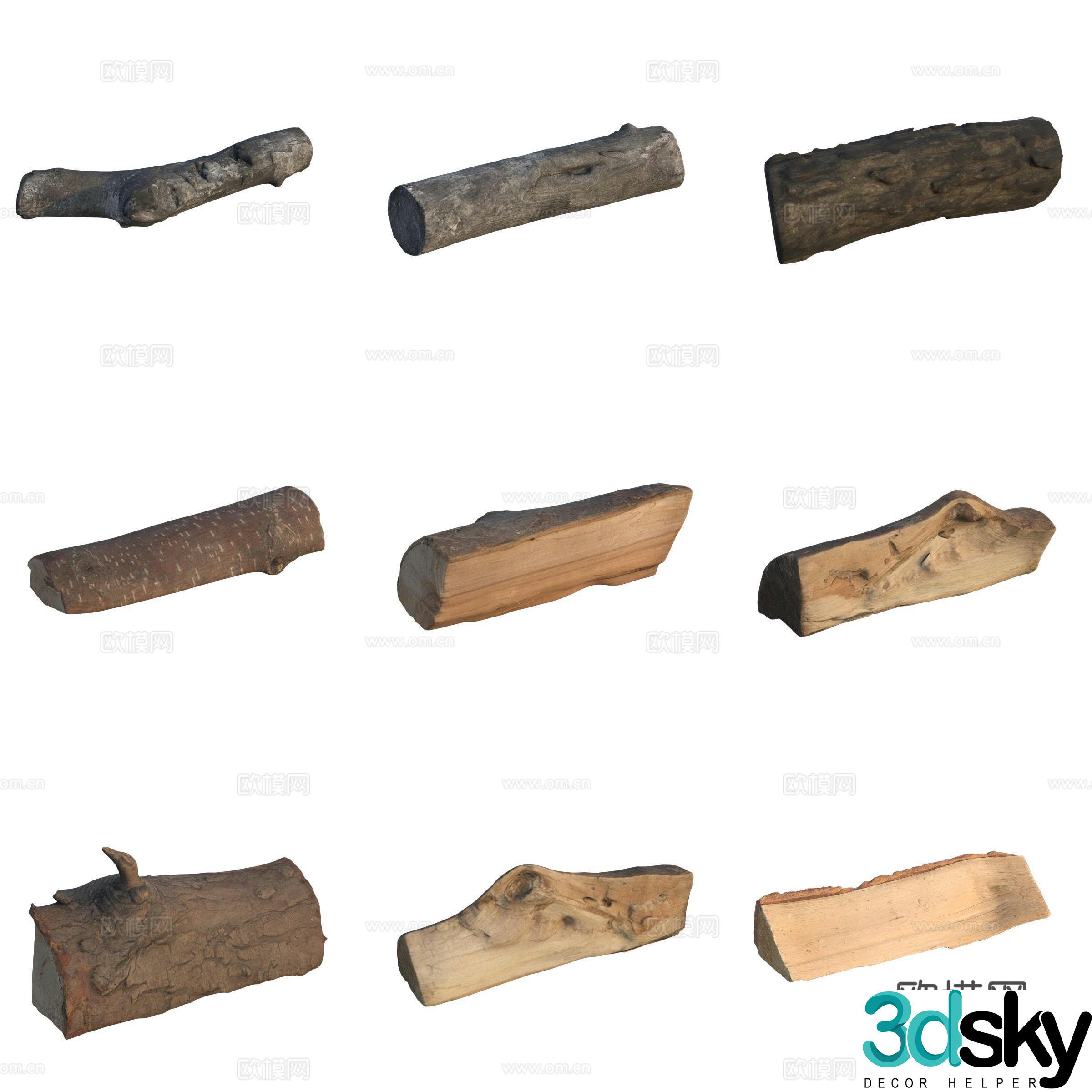 Firewood Wood Charcoal 3d model