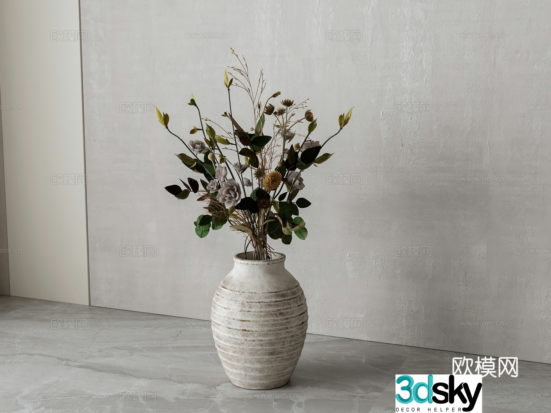 Wasabi wind flower arrangement 3D model