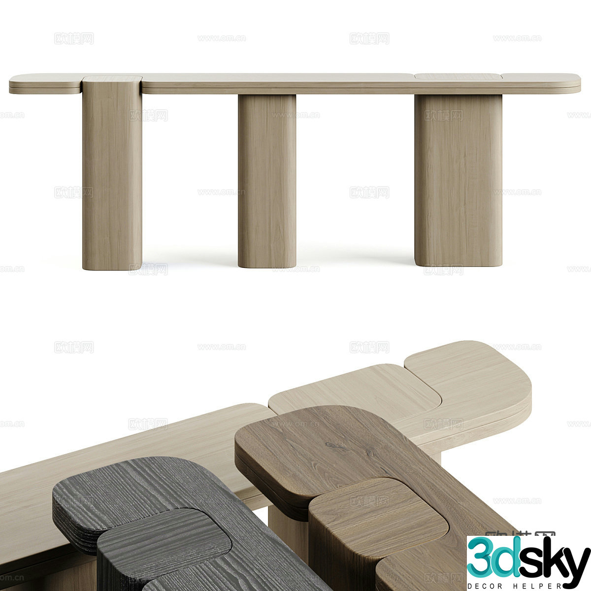 New Chinese style light luxury end viewing platform 3D model