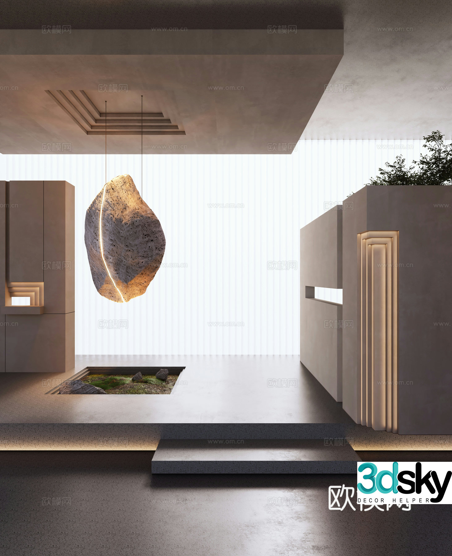 Modern stone sculpture installation Art installation 3d model