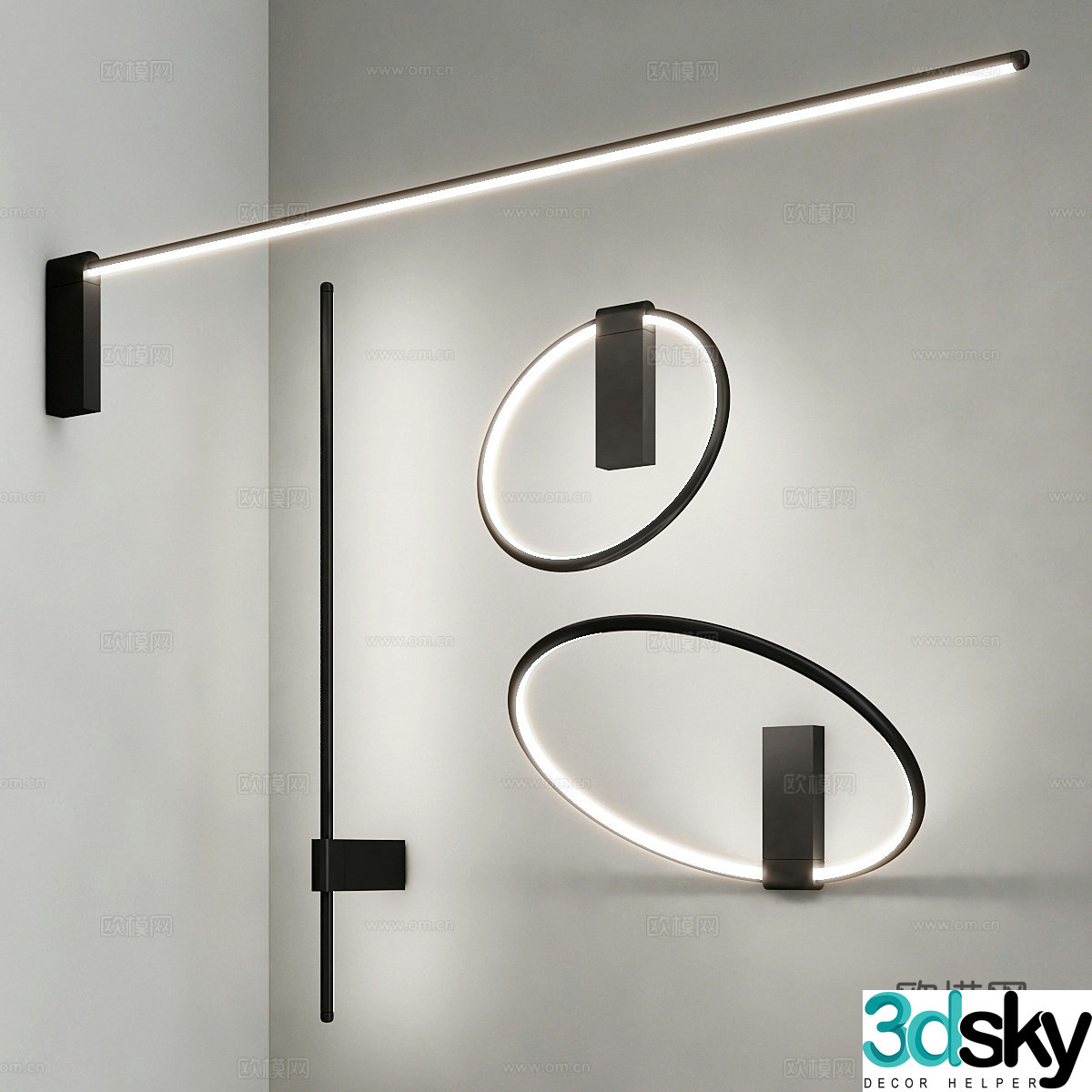 Modern Italian minimalist decorative wall lamp 3d model