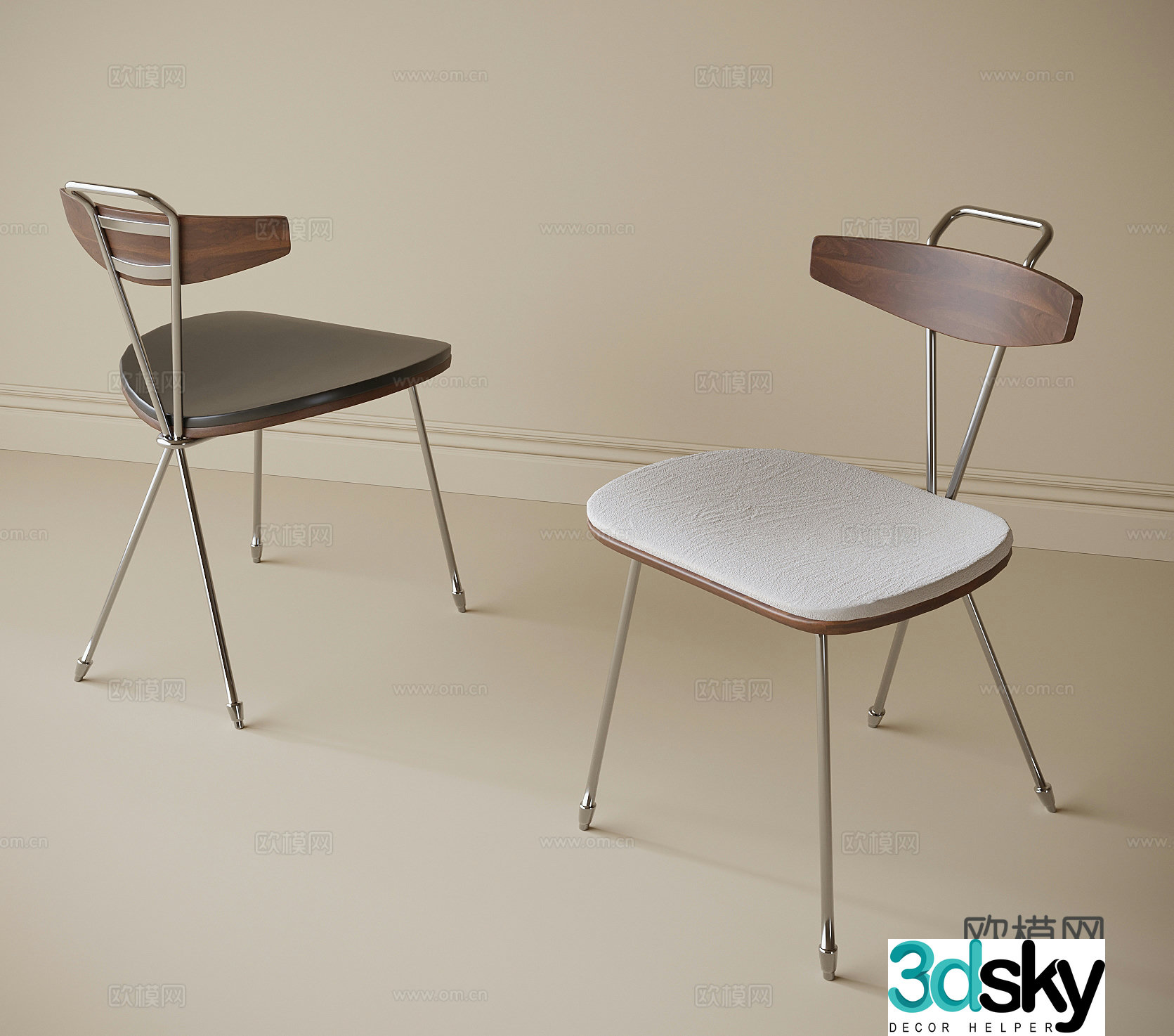 Modern dining chair single chair book chair tea chair 3d model