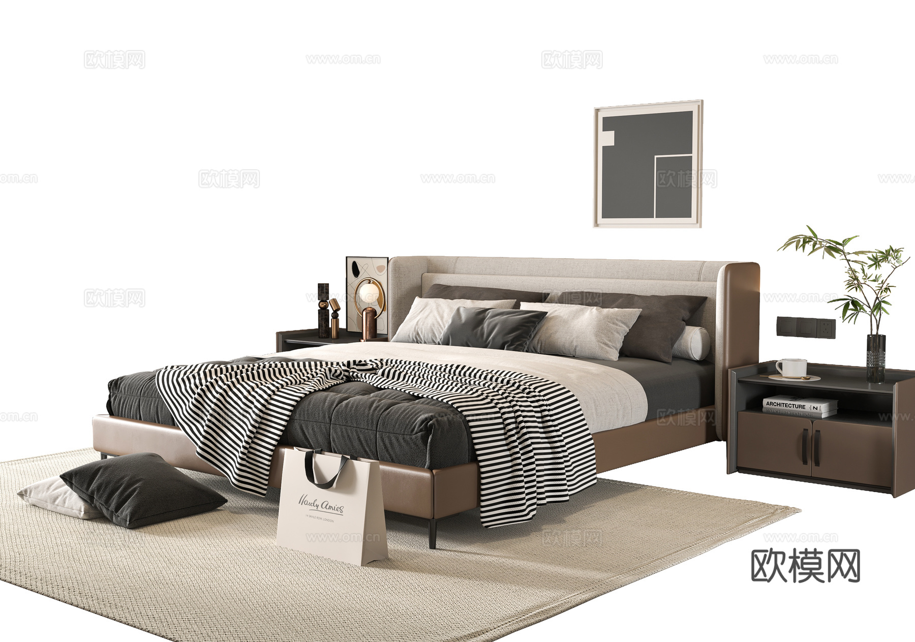 Modern double bed 3d model