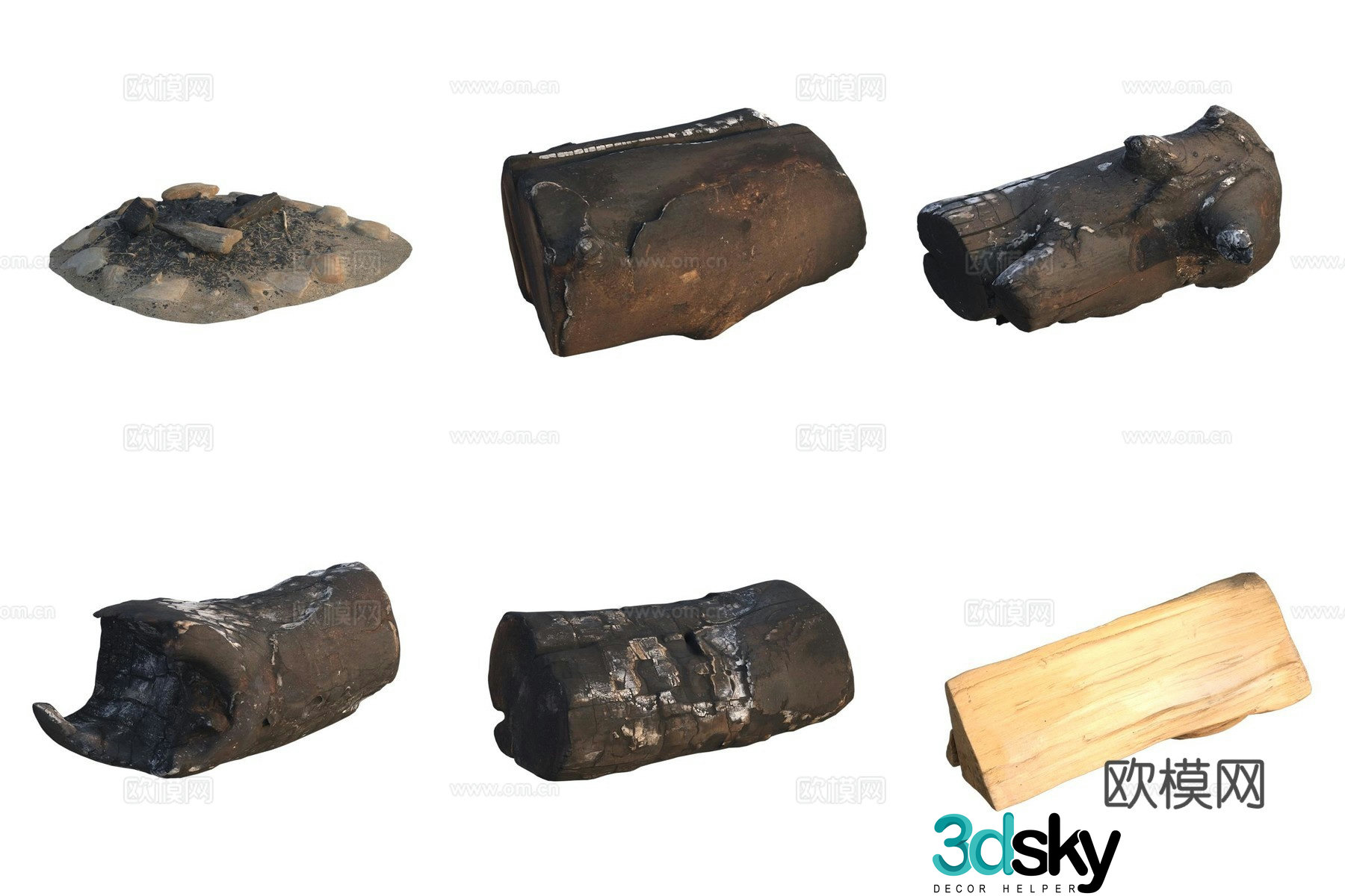 Firewood Wood Charcoal Stack 3d Model