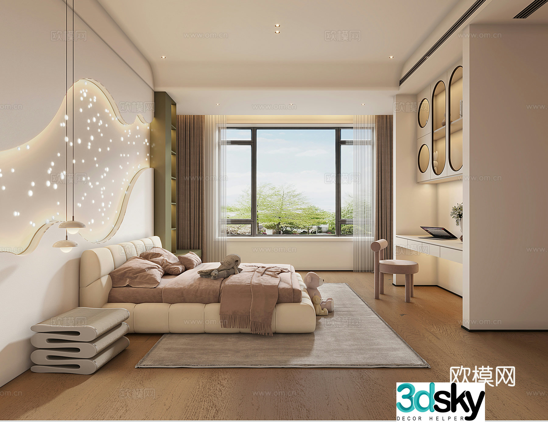 Modern children’s room cream children’s room 3d model