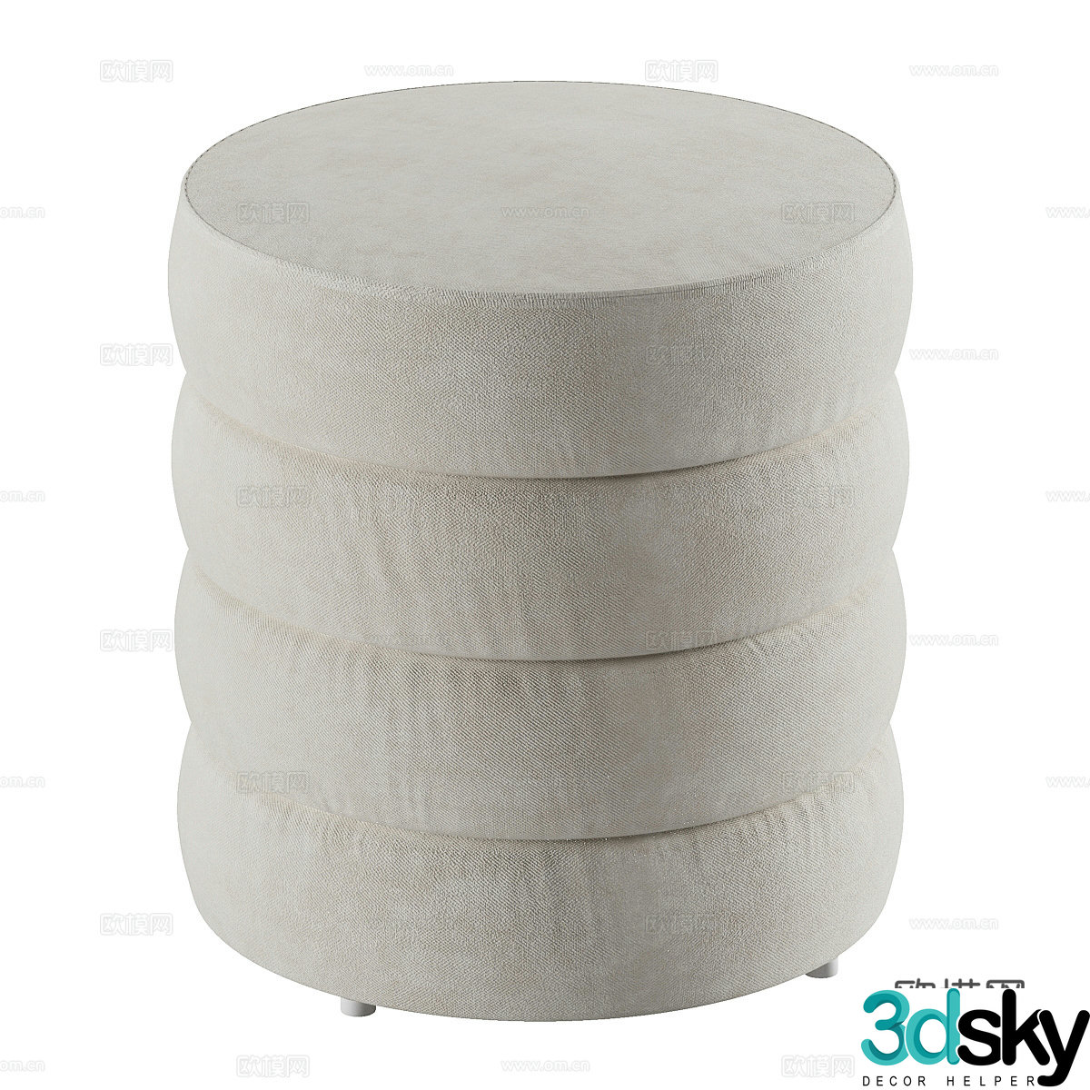 Modern fabric round stool 3D model