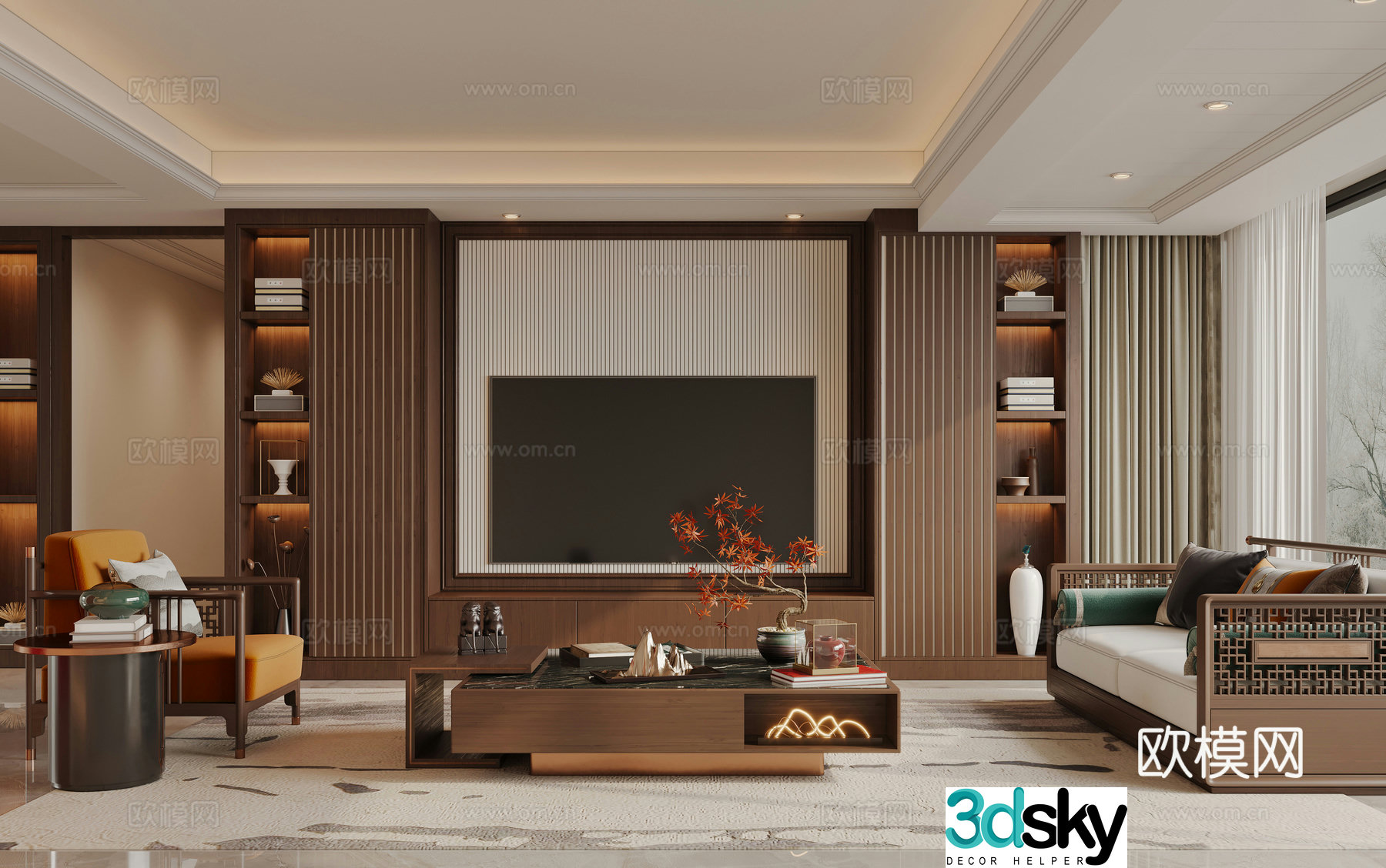 New Chinese living room 3D model