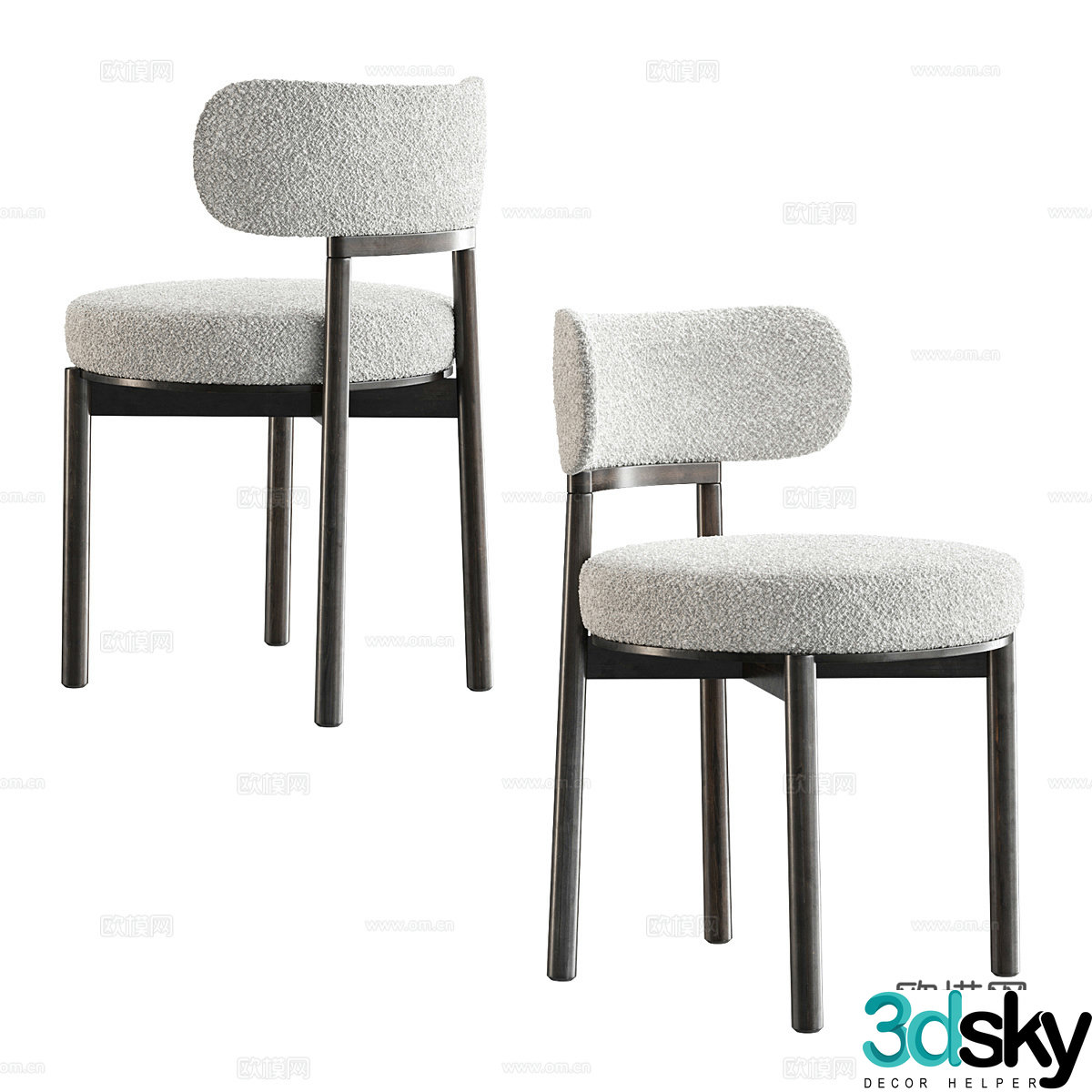 Modern Italian light luxury single chair 3D model
