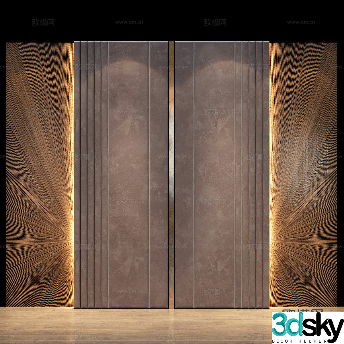 New Chinese style light luxury bedside background wall 3D model