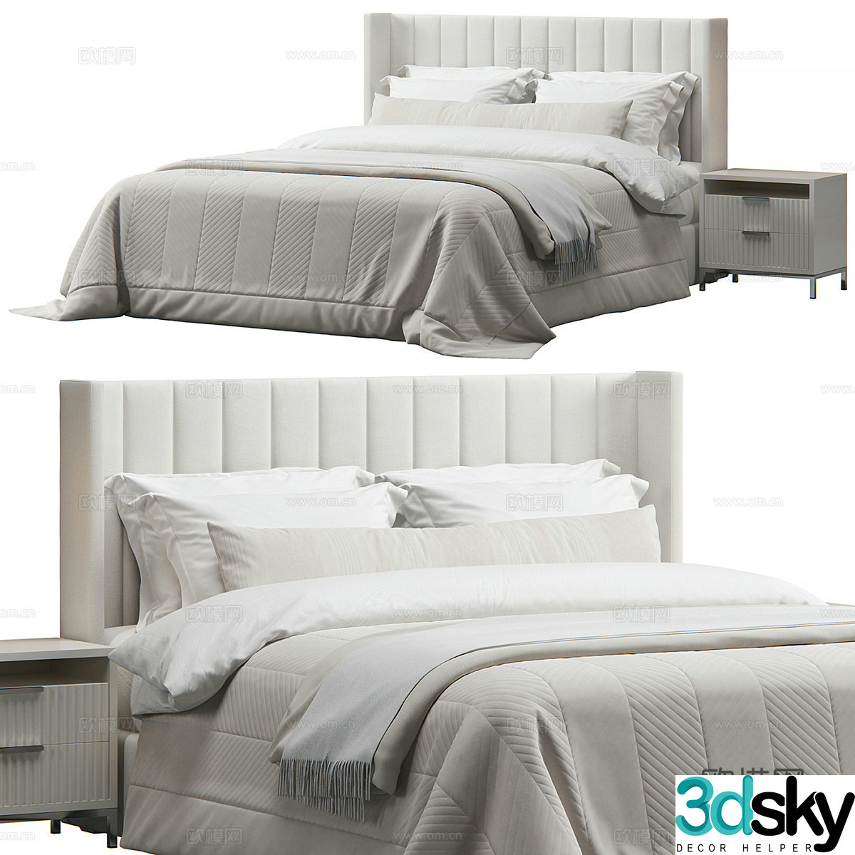 Modern fabric double bed 3d model