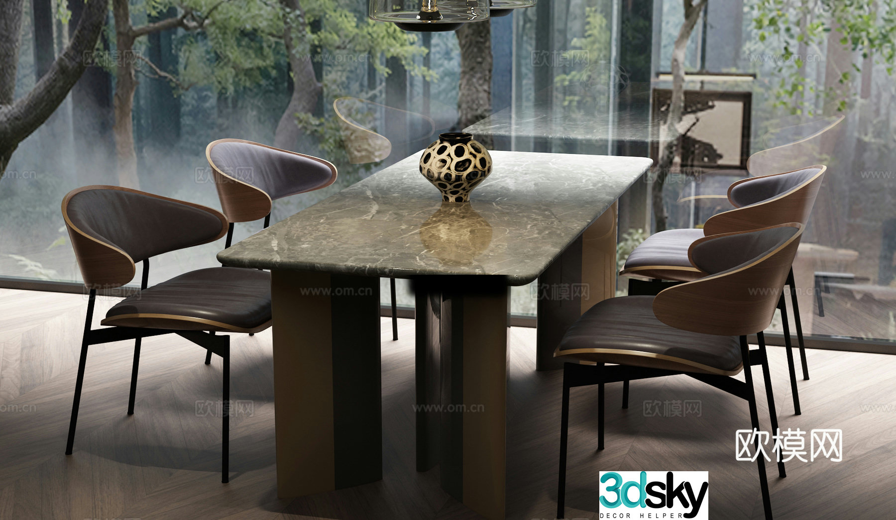 Modern Italian dining table and chair combination Modern dining table and chair combination Italian dining table and chair Italian minimalist dining table and chair 3D model