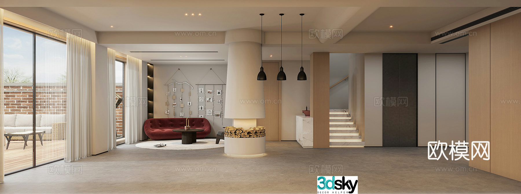 Modern basement 3d model