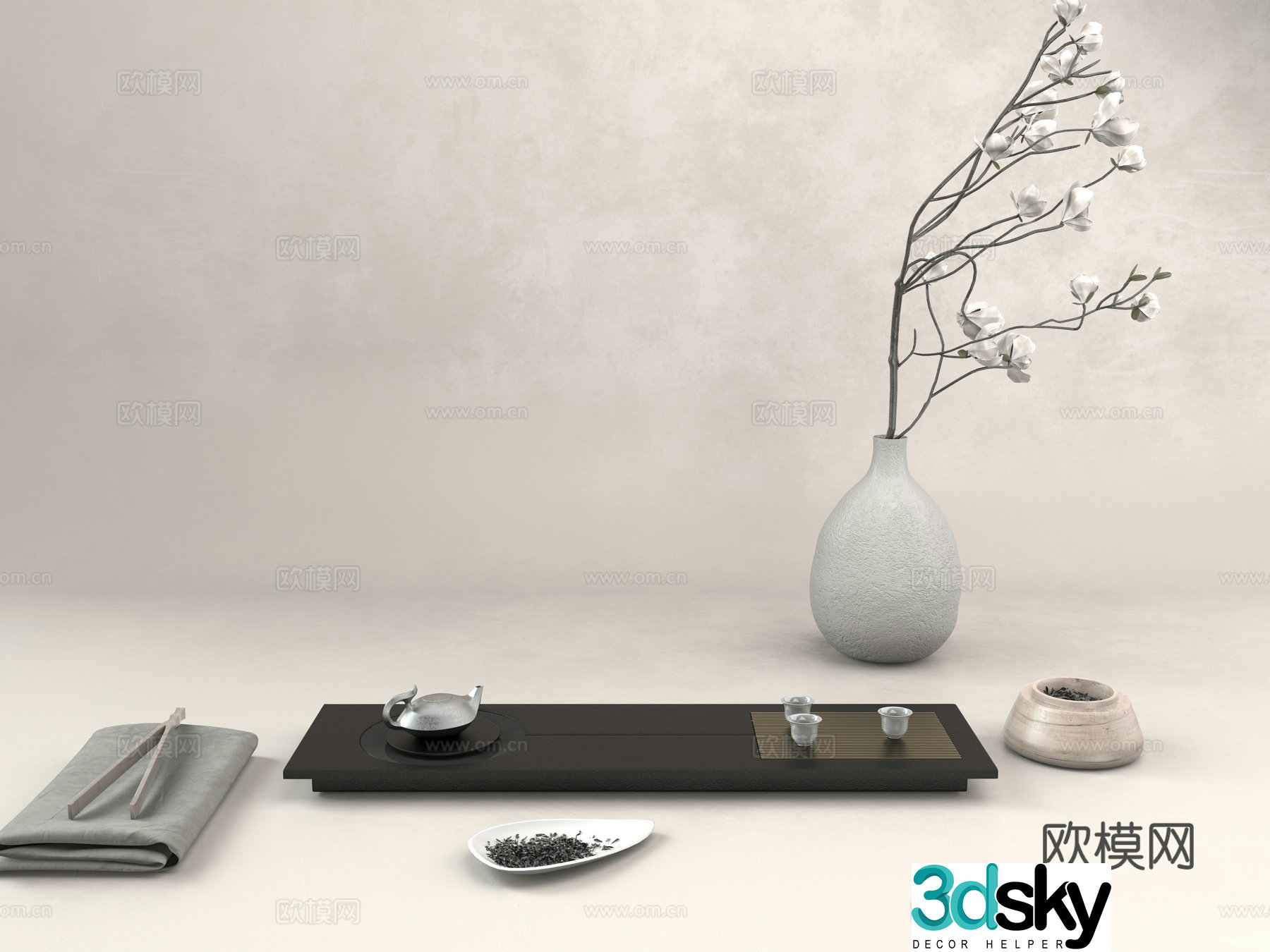 Modern tea tray 3d model