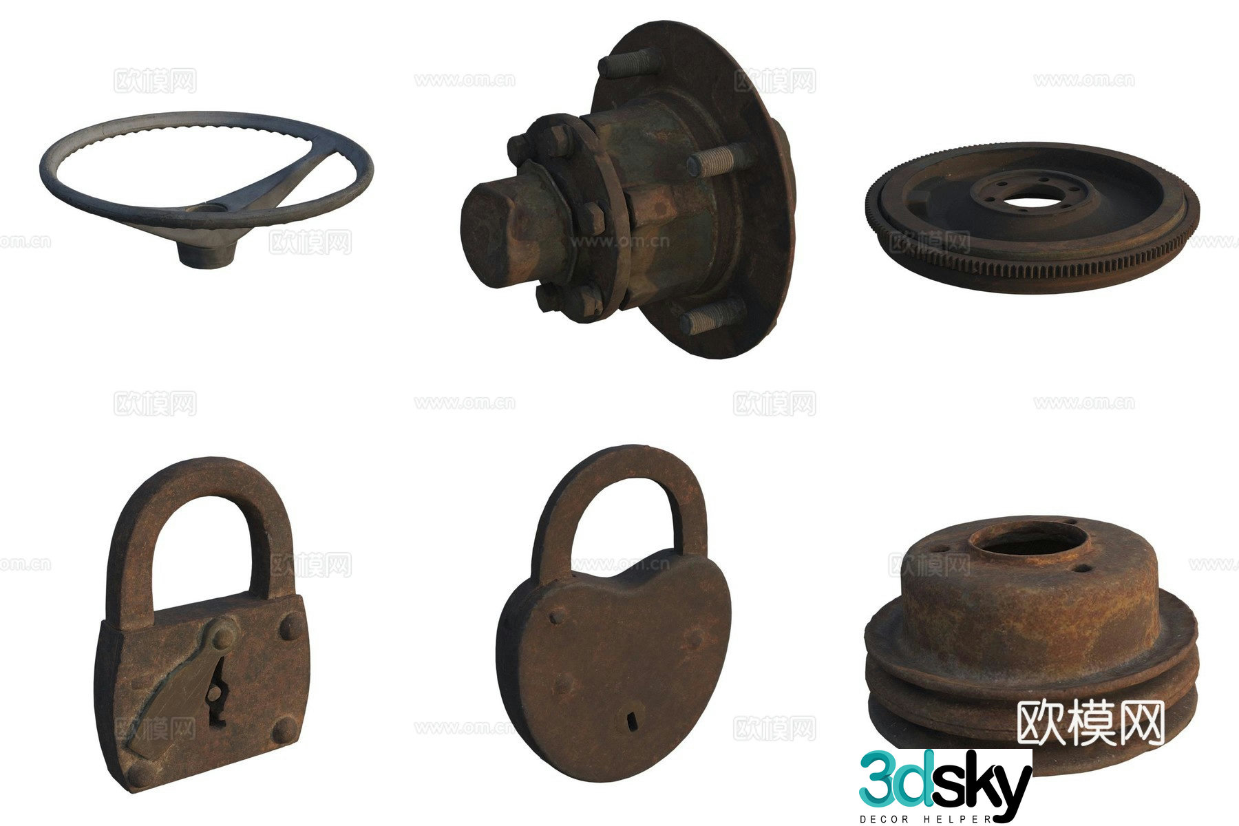 Tool accessories lock auto repair parts steering wheel 3D model