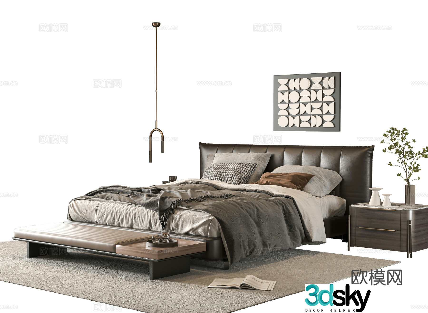 Modern double bed 3d model