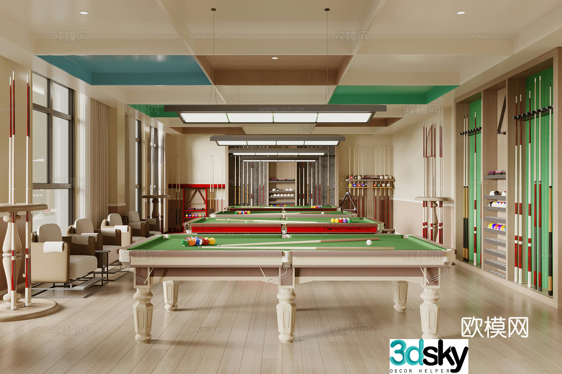 Modern billiard room 3d model