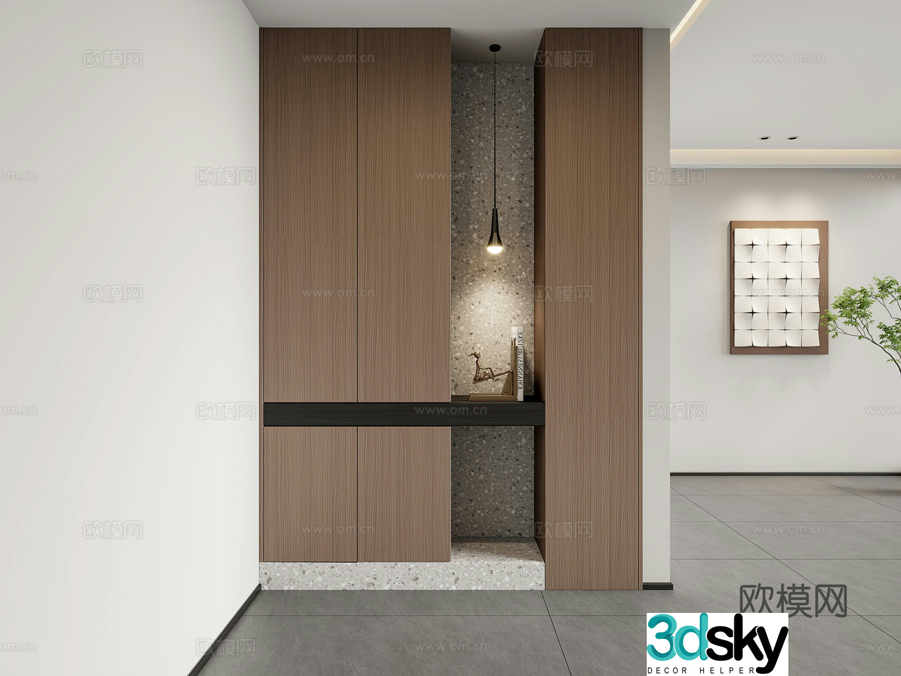 Modern Italian style entrance door shoe cabinet entrance door cabinet 3D model