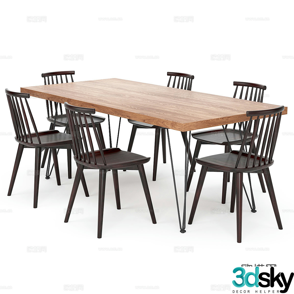 New Chinese dining table and chair 3D model