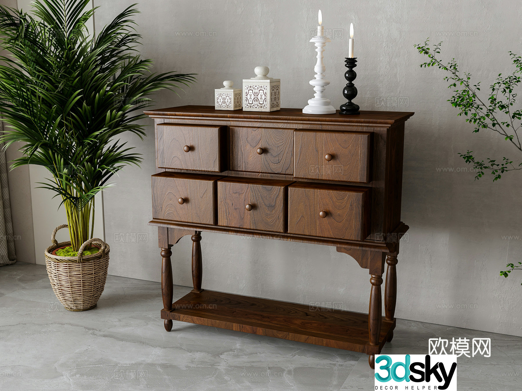 American style entrance cabinet 3D model