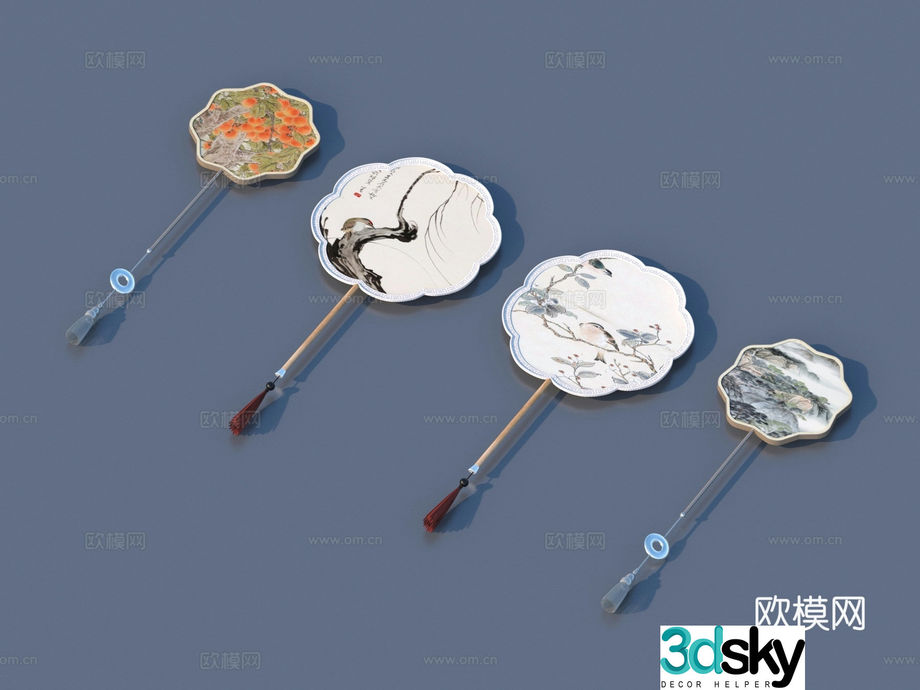 Fan Paper Fan Round Fan Chinese Fan 3D Model